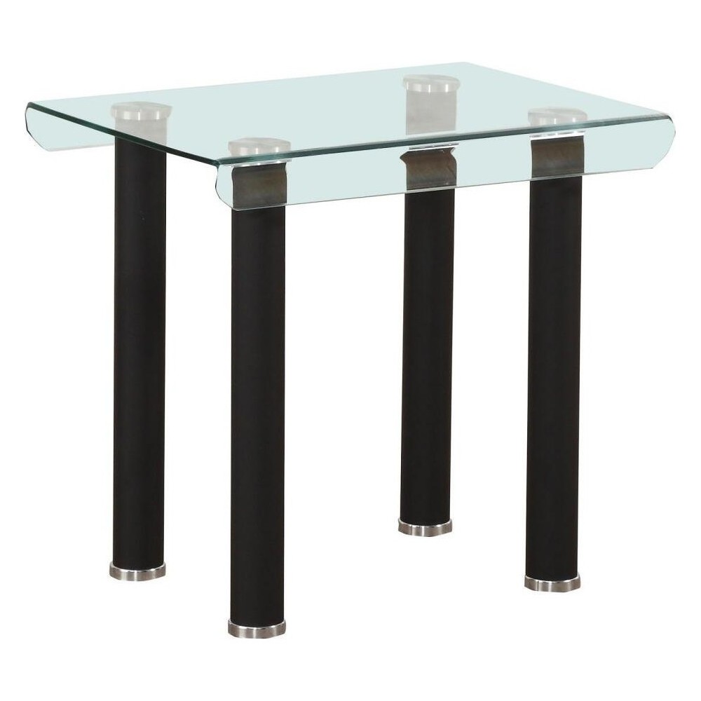 ACME Gordie End Table, Black & Clear Glass