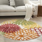 Nourison Aloha ALH05 Area Rug, Red/Multicolor, 4' x Round