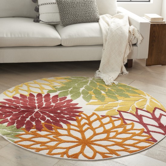 Nourison Aloha ALH05 Area Rug, Red/Multicolor, 4' x Round