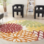 Nourison Aloha ALH05 Area Rug, Red/Multicolor, 7'10" x Round