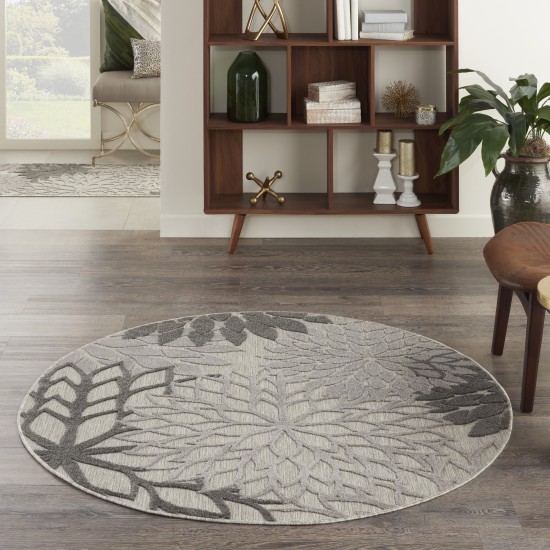 Nourison Aloha ALH05 Area Rug, Silver Grey, 4' x Round