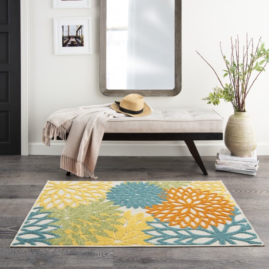 Nourison Aloha ALH05 Area Rug, Turquoise/Multicolor, 2'8" x 4'