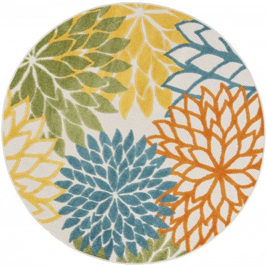 Nourison Aloha ALH05 Area Rug, Turquoise/Multicolor, 5'3" x Round