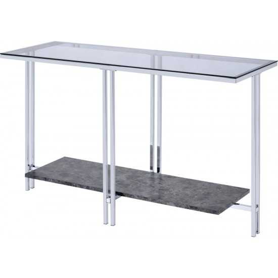 ACME Liddell Sofa Table, Chrome & Glass