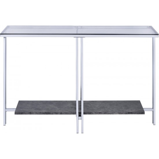 ACME Liddell Sofa Table, Chrome & Glass