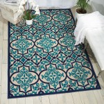 Nourison Aloha ALH14 Indoor/Outdoor Area Rug, Navy, 9'6" x 13'