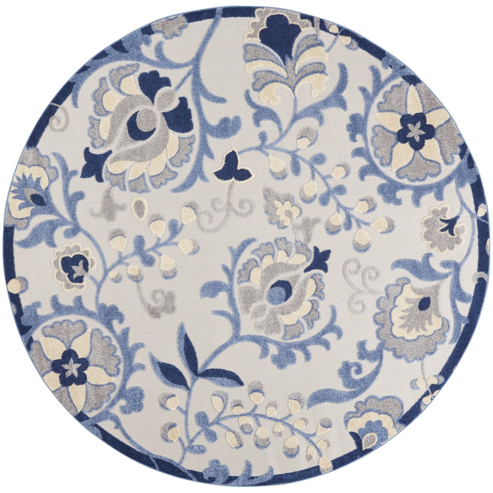 Nourison Aloha ALH17 Area Rug, Blue/Grey, 7'10" x Round