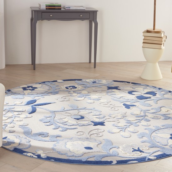 Nourison Aloha ALH17 Area Rug, Blue/Grey, 7'10" x Round