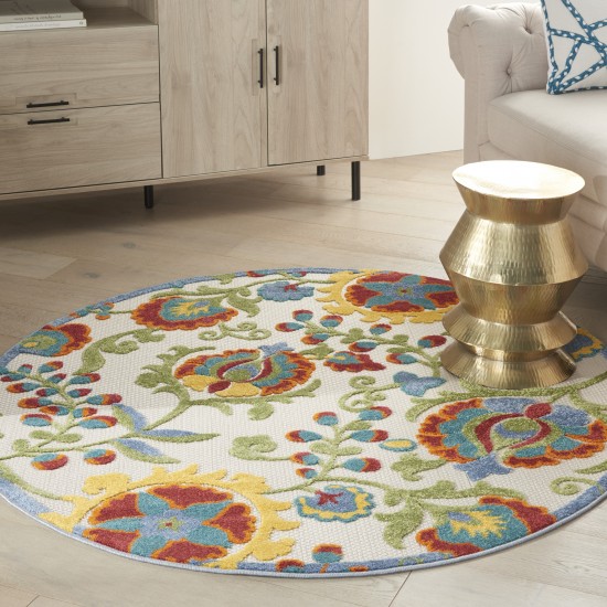 Nourison Aloha ALH17 Area Rug, Ivory/Multicolor, 4' x Round