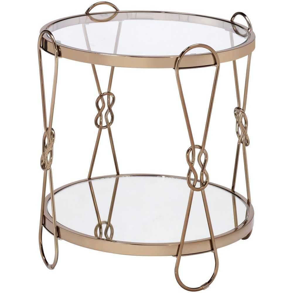 ACME Zekera End Table, Champagne & Mirrored