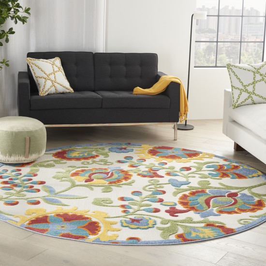 Nourison Aloha ALH17 Area Rug, Ivory/Multicolor, 7'10" x Round