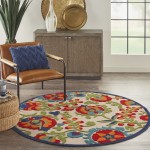 Nourison Aloha ALH17 Area Rug, Multicolor, 4' x Round