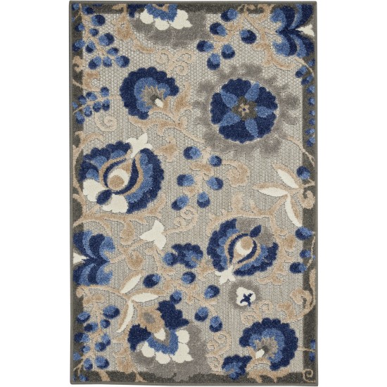 Nourison Aloha ALH17 Area Rug, Natural/Blue, 2'8" x 4'