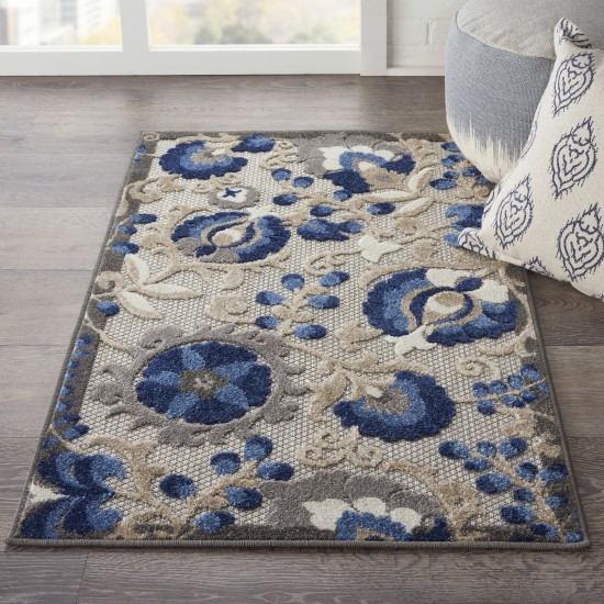 Nourison Aloha ALH17 Area Rug, Natural/Blue, 2'8" x 4'