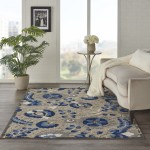 Nourison Aloha ALH17 Area Rug, Natural/Blue, 5'3" x 7'5"