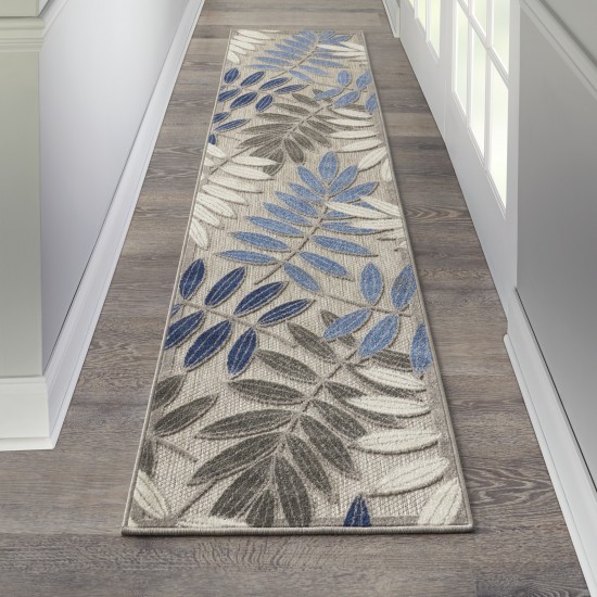 Nourison Aloha ALH18 Runner Rug, Grey/Blue, 2'3" x 10'