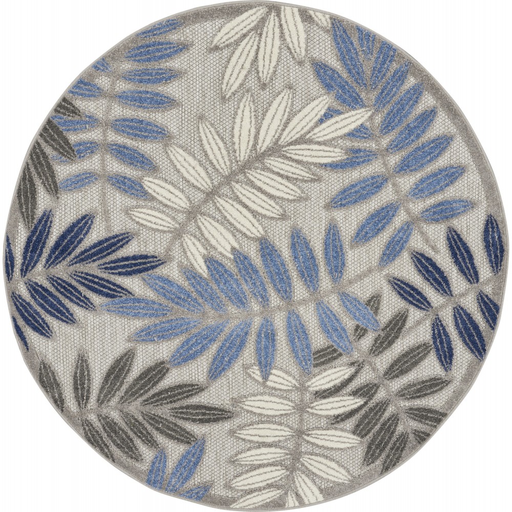 Nourison Aloha ALH18 Area Rug, Grey/Blue, 4' x Round