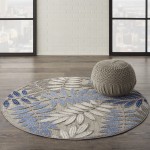 Nourison Aloha ALH18 Area Rug, Grey/Blue, 4' x Round