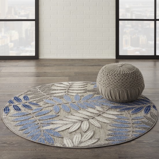 Nourison Aloha ALH18 Area Rug, Grey/Blue, 4' x Round