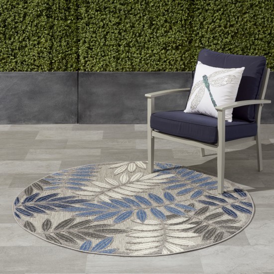 Nourison Aloha ALH18 Area Rug, Grey/Blue, 5'3" x Round