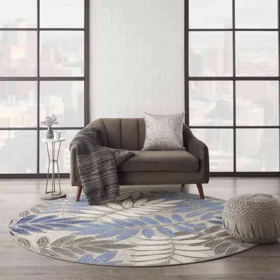 Nourison Aloha ALH18 Area Rug, Grey/Blue, 7'10" x Round