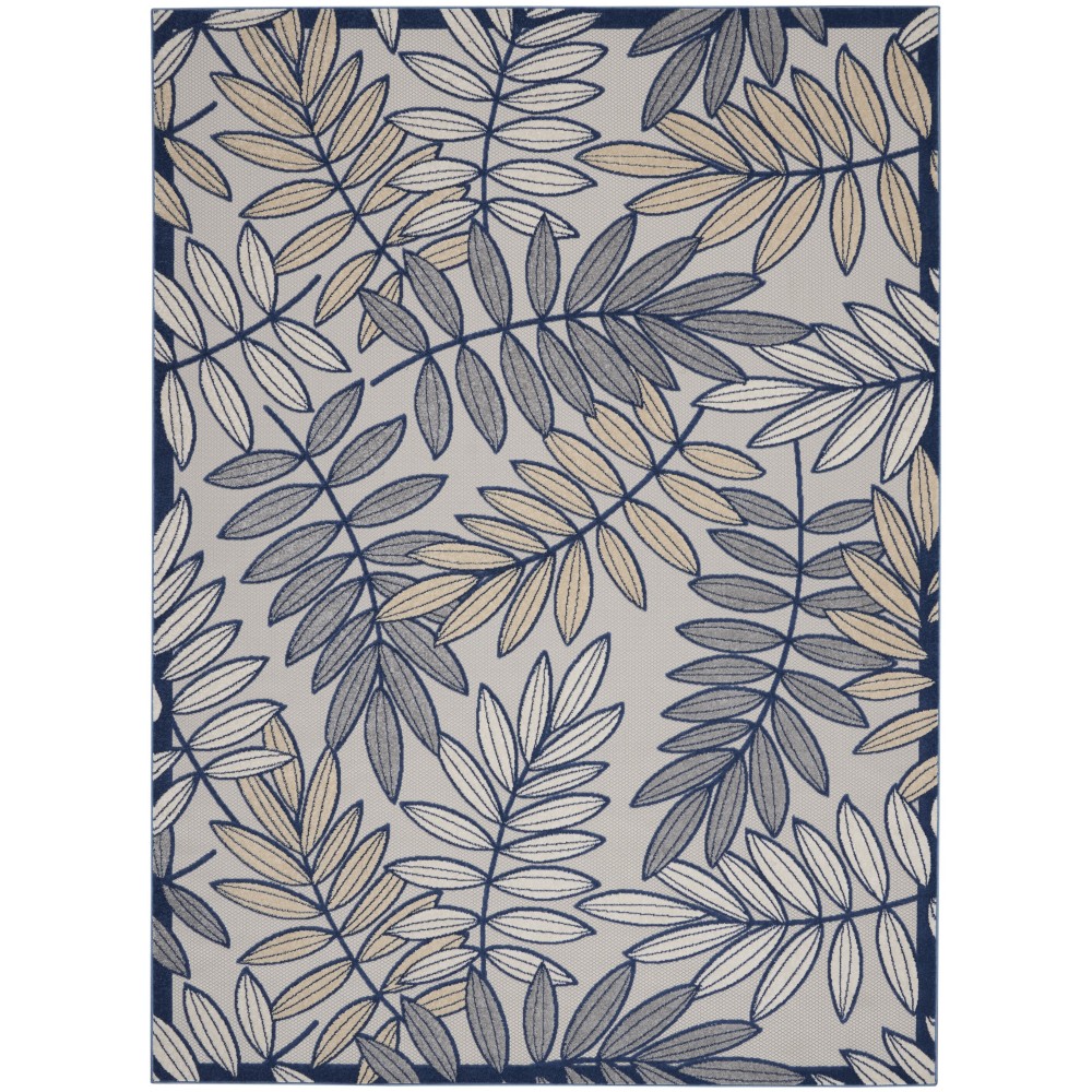 Nourison Aloha ALH18 Area Rug, Ivory/Navy, 7'10" x 10'6"