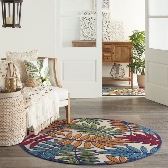 Nourison Aloha ALH18 Indoor/Outdoor Area Rug, Multicolor, 5'3" x Round