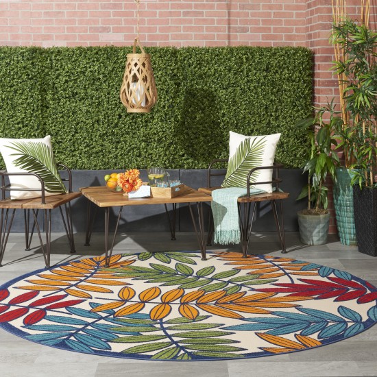 Nourison Aloha ALH18 Indoor/Outdoor Area Rug, Multicolor, 7'10" x Round