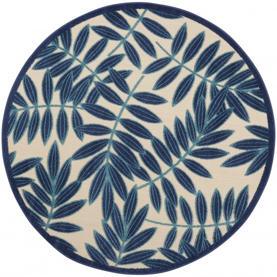 Nourison Aloha ALH18 Area Rug, Navy, 5'3" x Round