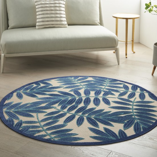 Nourison Aloha ALH18 Area Rug, Navy, 5'3" x Round