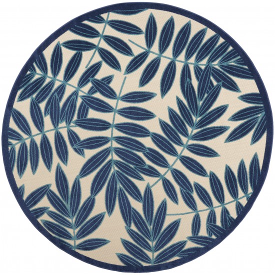 Nourison Aloha ALH18 Indoor/Outdoor Area Rug, Navy, 7'10" x Round