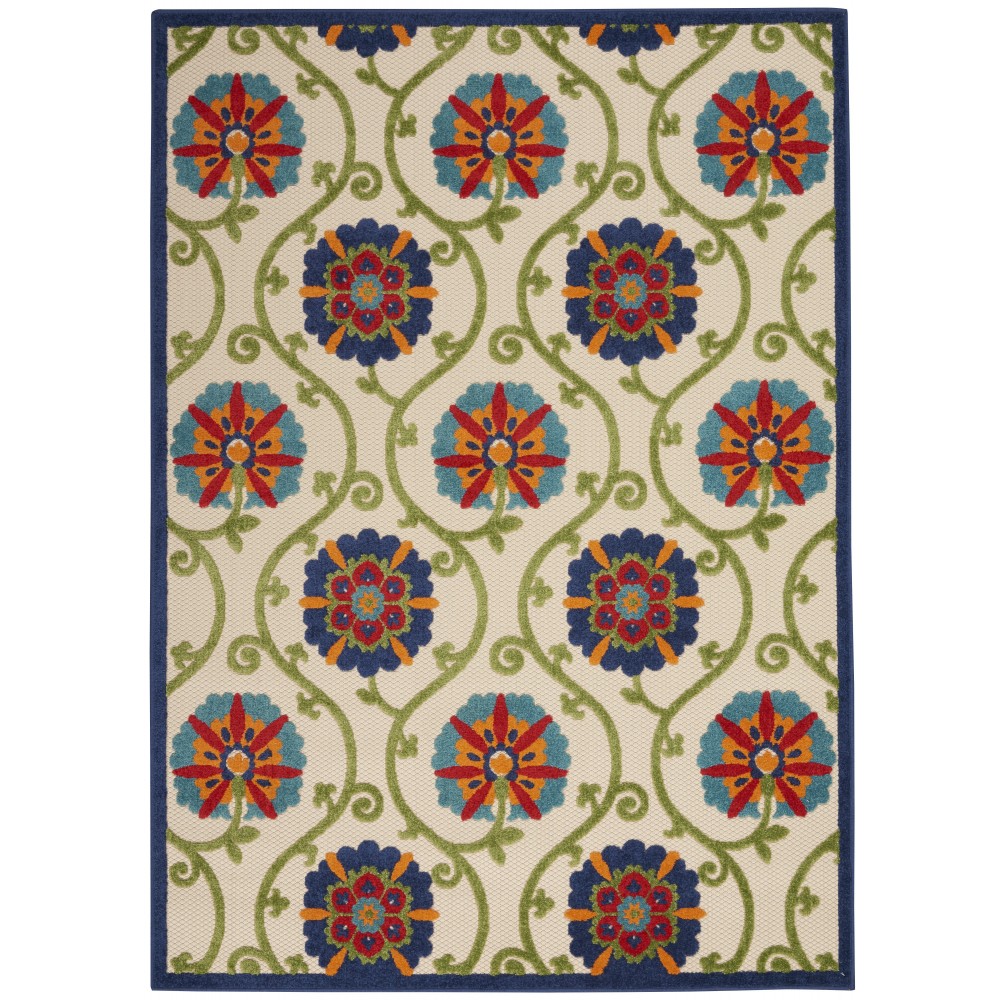 Nourison Aloha ALH19 Indoor/Outdoor Area Rug, Blue/Multicolor, 3'6" x 5'6" Nourison Aloha ALH19 Indoor/Outdoor Area Rug, Blue/Multicolor, 3'6" x 5'6"
