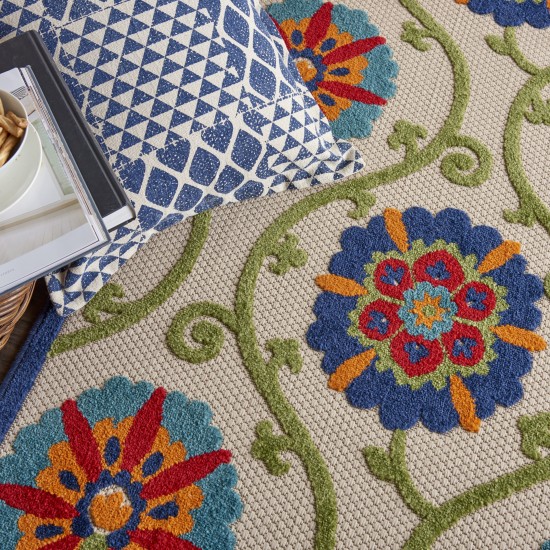 Nourison Aloha ALH19 Indoor/Outdoor Area Rug, Blue/Multicolor, 3'6" x 5'6"