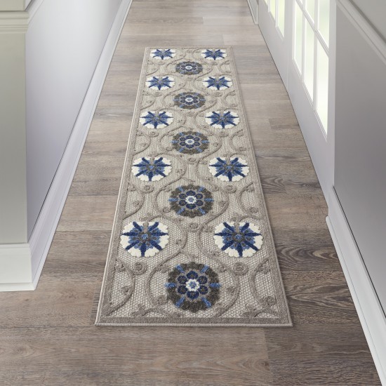 Nourison Aloha ALH19 Runner Rug, Grey/Blue, 2' x 6'