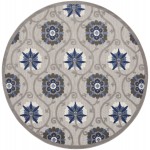 Nourison Aloha ALH19 Area Rug, Grey/Blue, 7'10" x Round