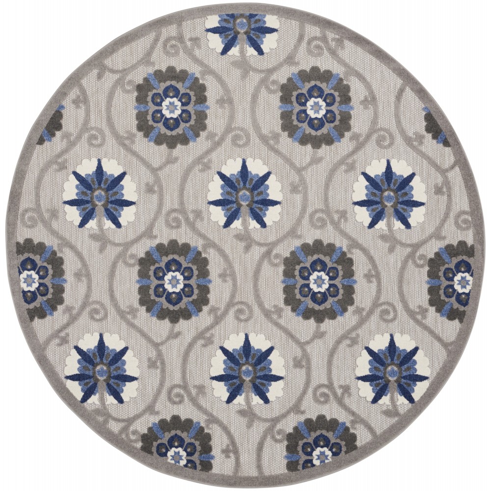 Nourison Aloha ALH19 Area Rug, Grey/Blue, 7'10" x Round