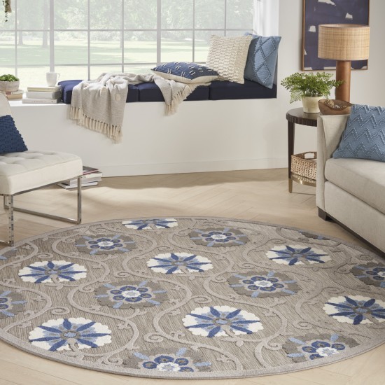 Nourison Aloha ALH19 Area Rug, Grey/Blue, 7'10" x Round