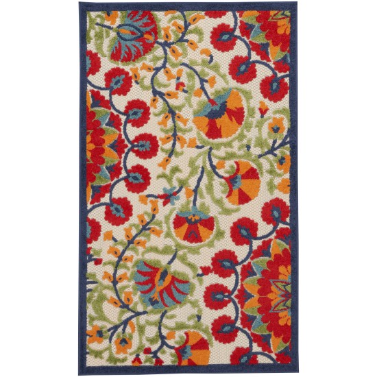 Nourison Aloha ALH20 Indoor/Outdoor Area Rug, Red/Multicolor, 3' x 5'