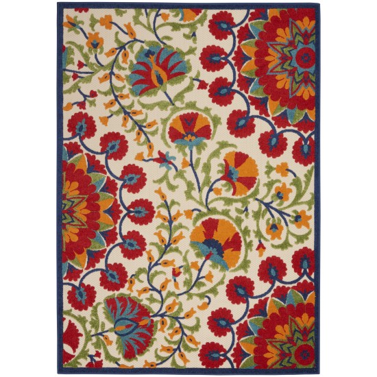 Nourison Aloha ALH20 Indoor/Outdoor Area Rug, Red/Multicolor, 5'3" x 7'5"