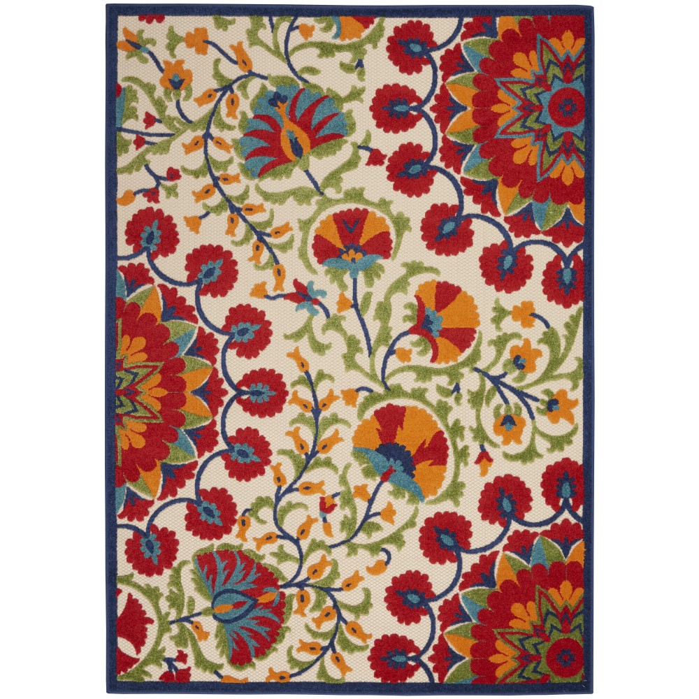 Nourison Aloha ALH20 Indoor/Outdoor Area Rug, Red/Multicolor, 5'3" x 7'5"