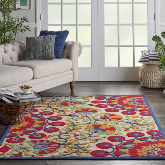 Nourison Aloha ALH20 Indoor/Outdoor Area Rug, Red/Multicolor, 5'3" x 7'5"