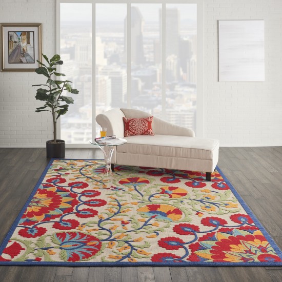 Nourison Aloha ALH20 Indoor/Outdoor Area Rug, Red/Multicolor, 7'10" x 10'6"