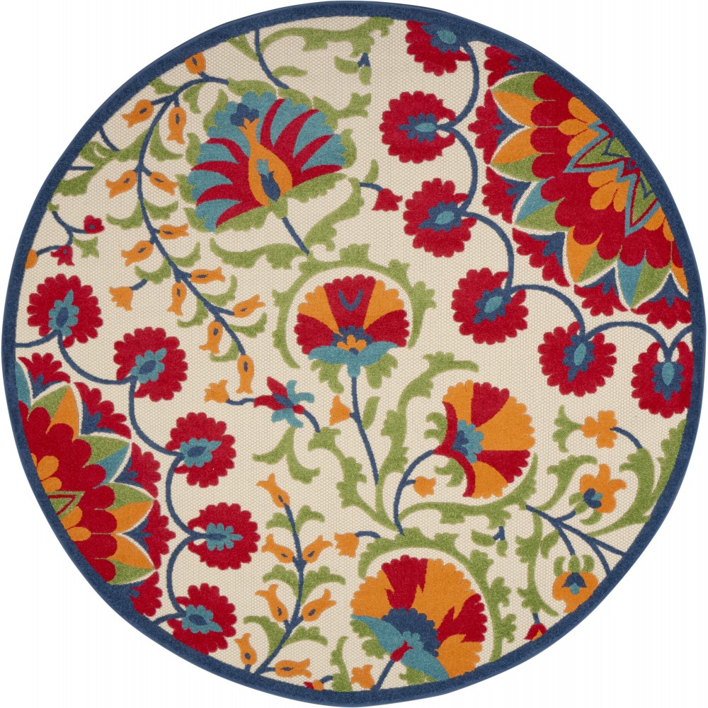 Nourison Aloha ALH20 Indoor/Outdoor Area Rug, Red/Multicolor, 7'10" x Round Nourison Aloha ALH20 Indoor/Outdoor Area Rug, Red/Multicolor, 7'10" x Round