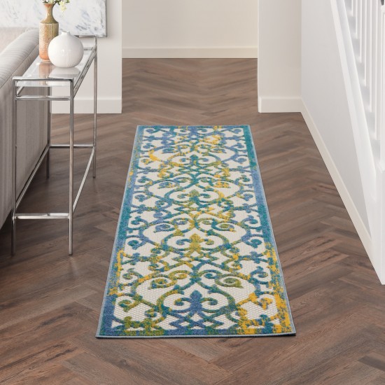 Nourison Aloha ALH21 Runner Rug, Ivory/Blue, 2' x 6'