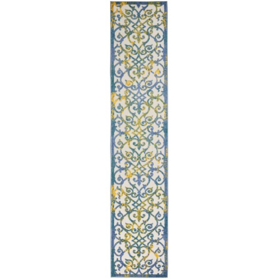 Nourison Aloha ALH21 Runner Rug, Ivory/Blue, 2'3" x 10'