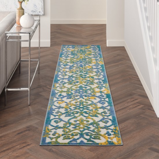 Nourison Aloha ALH21 Runner Rug, Ivory/Blue, 2'3" x 10'