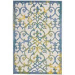Nourison Aloha ALH21 Area Rug, Ivory/Blue, 2'8" x 4'