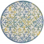 Nourison Aloha ALH21 Area Rug, Ivory/Blue, 4' x Round