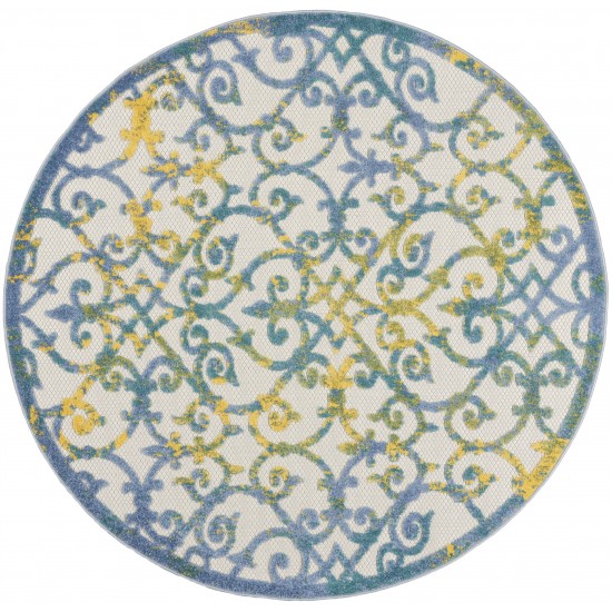 Nourison Aloha ALH21 Area Rug, Ivory/Blue, 5'3" x Round