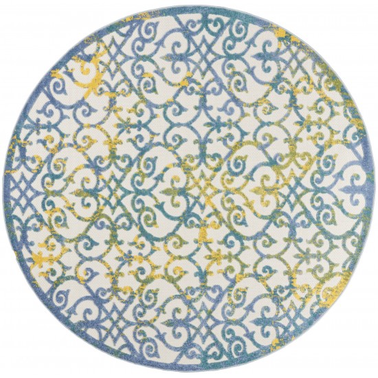 Nourison Aloha ALH21 Area Rug, Ivory/Blue, 7'10" x Round